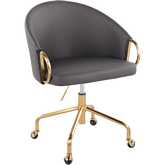 Claire Office Task Chair in Gold & Grey Leatherette